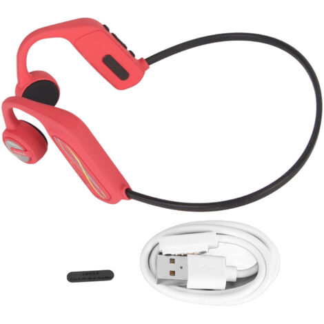 Casque Audio à Conduction Osseuse Bluetooth 5.0, Écouteurs Sport Sans Fil Étanche IP68 pour Course à Pied et Vélo Rouge