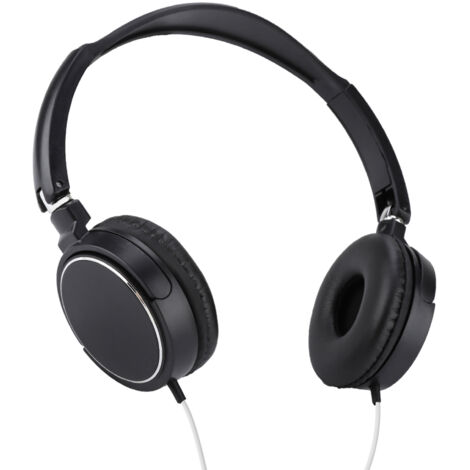 Casque audio filaire compact et pliable, stéréo HiFi, avec arceau, noir