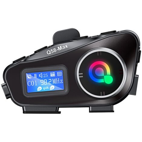 Casque Bluetooth moto HK&Hanker avec intercom 500M, double puce BT5.3, étanchéité IPX6, commande vocale IA, écran LCD, autonomie en veille de 300 heures