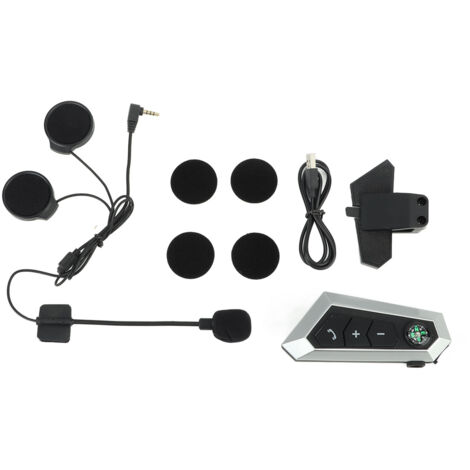 Casque Bluetooth Moto IPX6 Étanche Réduction de Bruit Intercom Rechargeable pour Casque