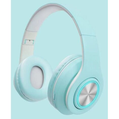 Casque Bluetooth sans Fil Marque Audio Stéréo Hi-FI Antibruit Ecouteurs Macaron Bleu pour Cours en Ligne/Téléphone/PC Cadeau de