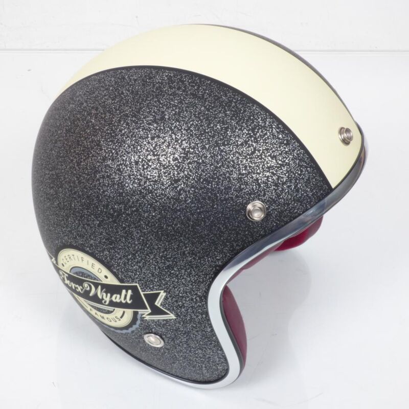 Casque bol jet Torx Wyatt noir beige mat Taille XS pour moto