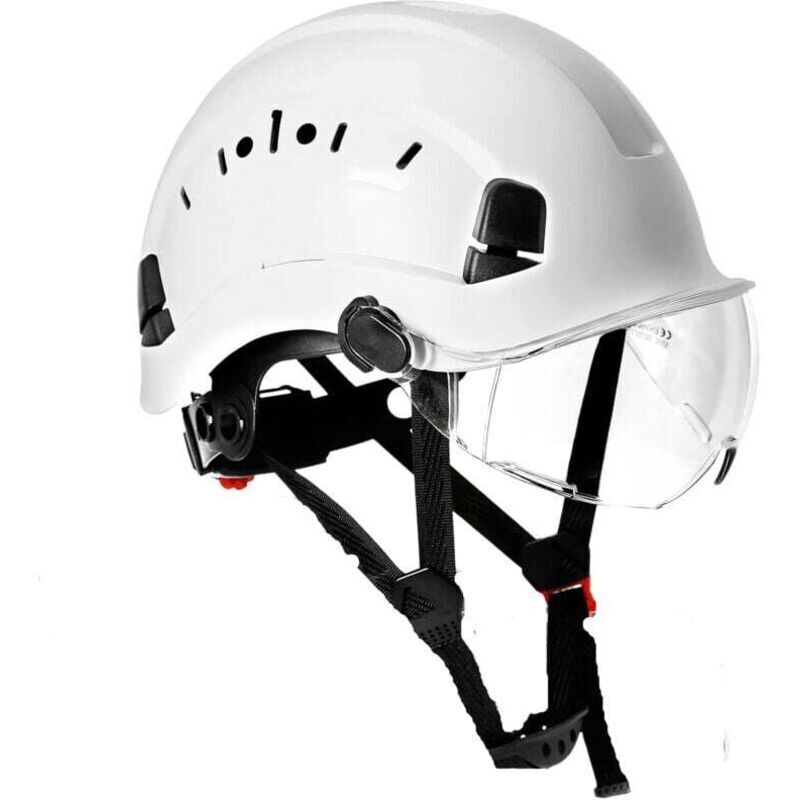 Casque de chantier anti-écrasement avec lunettes, casque de protection de construction ABS pour chantiers de construction et usines, etc.