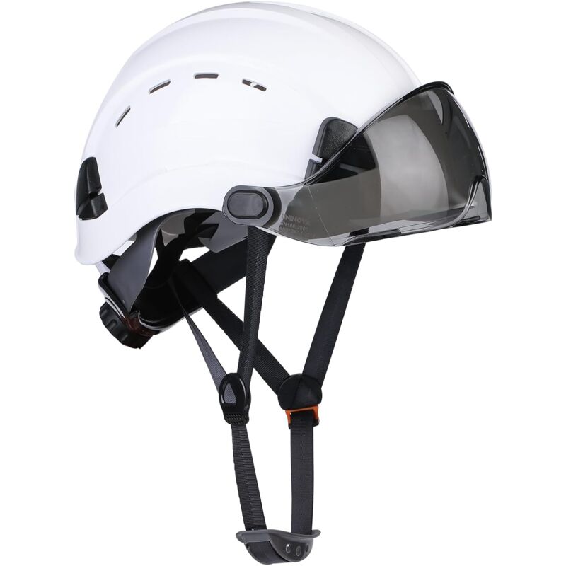Casque de Chantier avec Visière EN397,Casque de Protection Casque de Sécurité Réglable avec Cliquet, Casque de Travail pour la Construction avec