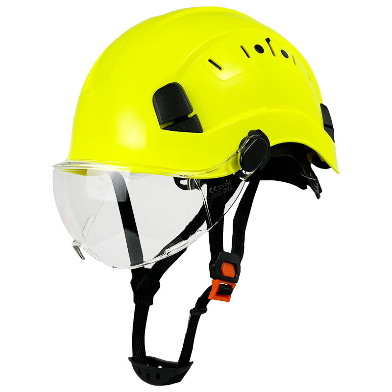 Casque de chantier CE antichoc, casque ajustable à cliquet, casque de chantier avec visière, lunettes doubles, matériel abs pour les chantiers de