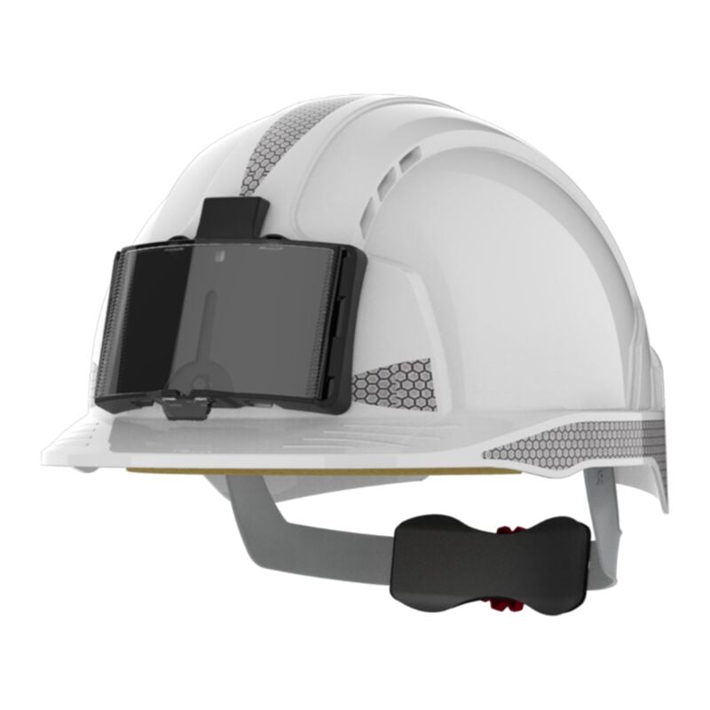 Casque de sécurité crémaillère ventilé porte badge EVOLite - CR2 Gris Blanc
