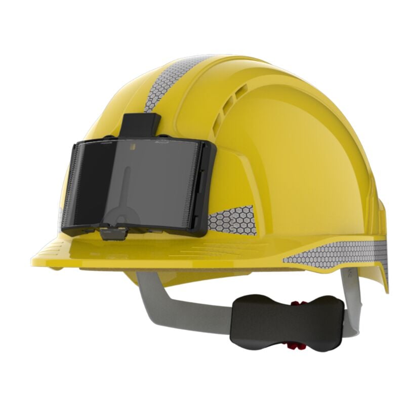 Casque de sécurité crémaillère ventilé porte badge EVOLite - CR2 Gris Jaune