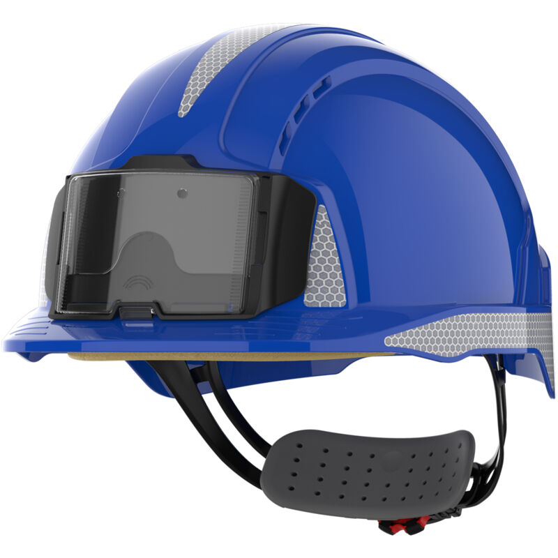 Casque de sécurité crémaillère ventilé porte badge EVOLite - CR2 Gris Bleu