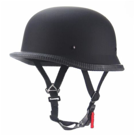 Casque de moto cruiser vintage demi-jet allemand - Taille M - Noir mat