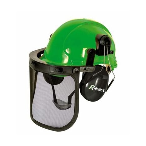 Casque de protection 3 en 1 visière grillagée oreillettes antibruit