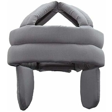 Casque de Protection pour Personnes Âgées Casque de Sécurité Anti-chute Chapeau de Protection de Tête Coton Respirant Chapeau Anti-collision Vieil Homme avec Protection Auditive,Taille Ajustable,Gris-