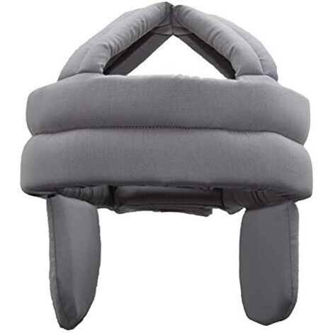 Casque de Protection pour Personnes Âgées Casque de Sécurité Anti-chute Chapeau de Protection de Tête Coton Respirant Chapeau Anti-collision Vieil Homme avec Protection Auditive,Taille Ajustable,Gris-