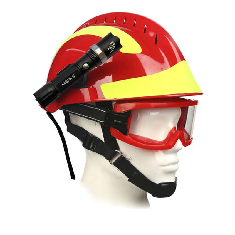 Decdeal - Casque de sauvetage d'urgence F2, casque de protection contre les incendies sur le lieu de travail, avec lampe frontale et lunettes