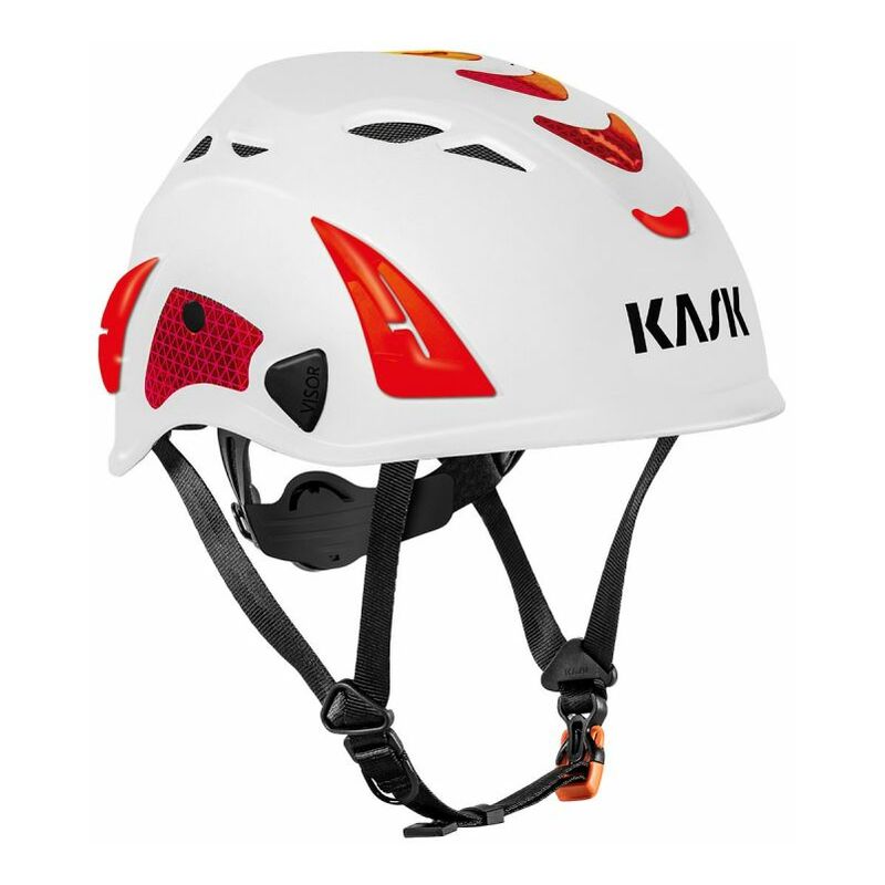 Casque de protection haute visibilité Superplasma aq hi viz Kask WHE00105 - Blanc / Rouge - Taille unique