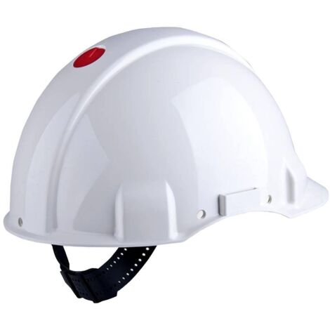 CASQUE DE SÉCURITÉ 3M G3001 BLANC, NON VENTILÉ, AVEC HARNAIS À CRÉMAILLÈRE ET BASANE SYNTHÉTIQUE
