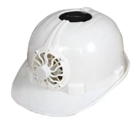 Casque de sécurité avec ventilateur, refroidissement avant, alimenté par cellules solaires, protection solaire respirante pour chantier de Construction, été et extérieur, blanc