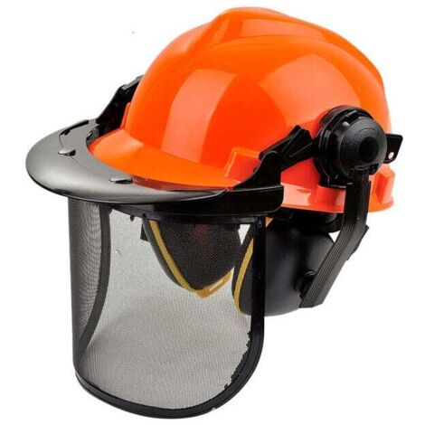 Casque de sécurité forestier avec mentonnière. Casque de travail EN397 réfléchissant, ventilé et léger pour les applications forestières, de construction, électriques et industrielles (taille libre, o