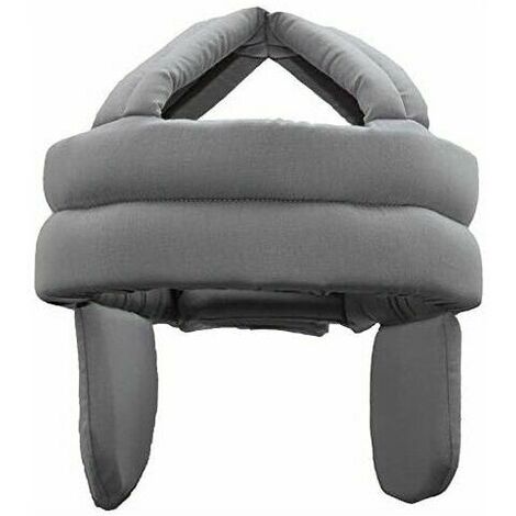 Casque de sécurité pour personnes âgées Casque de sécurité anti-chute Couvre-chef en coton respirant pour personnes âgées Chapeau anti-collision avec protection auditive Taille réglable (Gris)