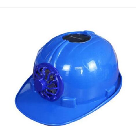 Casque de sécurité ventilé avec cellule solaire et visière anti-soleil pour chantier, extérieur été, bleu