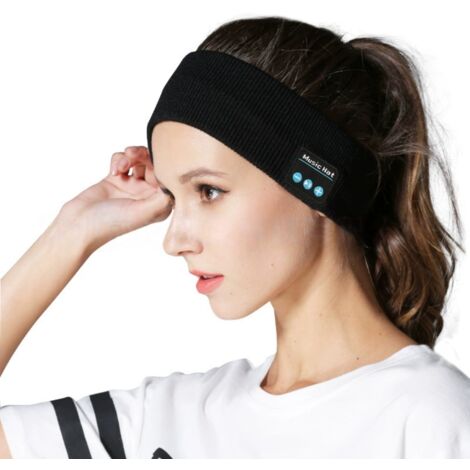 Casque de Sommeil, Bandeau Bluetooth, Anti Bruit Sommeil Bandeau Bluetooth, pour Sport, Voyage, Dormeurs Latéraux(Noir)