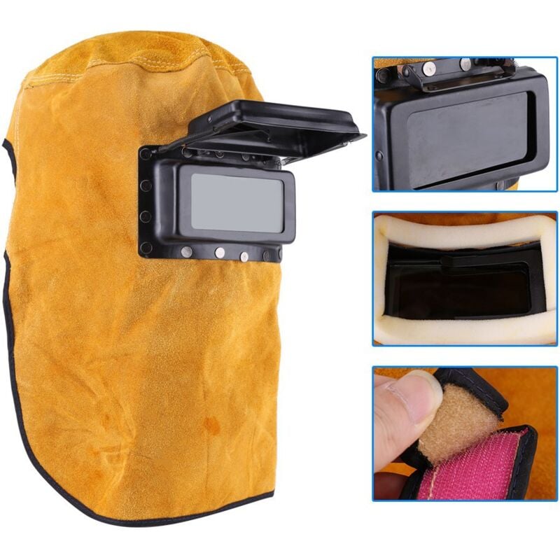 Fitags - Casque de soudage assombrissant avec lentille, Casque de soudage Respirant avec Couvercle Rabattable, Absorption de la Sueur, Confortable