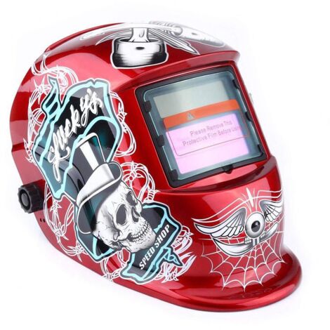 Casque de Soudage, Masque de Soudage Protection de Soudeur Automatique pour Plus des Modes TIG MIG MAG Pirate Rouge 22.5 x 18 x 28cm.