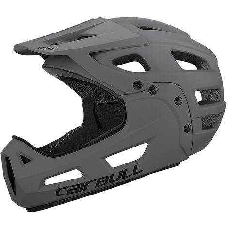 Casque de vélo intégral Casque de vélo pour adulte avec protège-menton amovible et visière pour vélo de montagne, gris