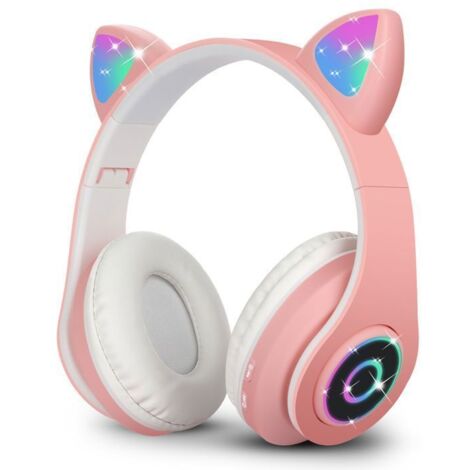 Casque d\'oreille sans fil - Uplayteck - Casque audio Bluetooth pliable - Micro intégré - Anti-bruit - Rose