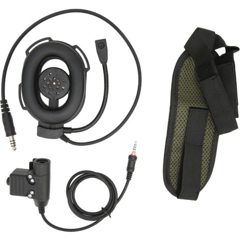 Casque d'oreillette réglable pour moto avec PTT U94 compatible Yaesu Vertex VX‑6R VX‑7R - Noir
