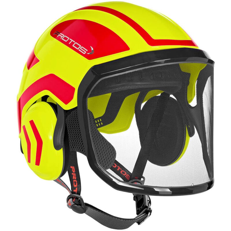 Casque forestier Protos casque de protection kox Integral Arborist F39 jaune fluo / rouge