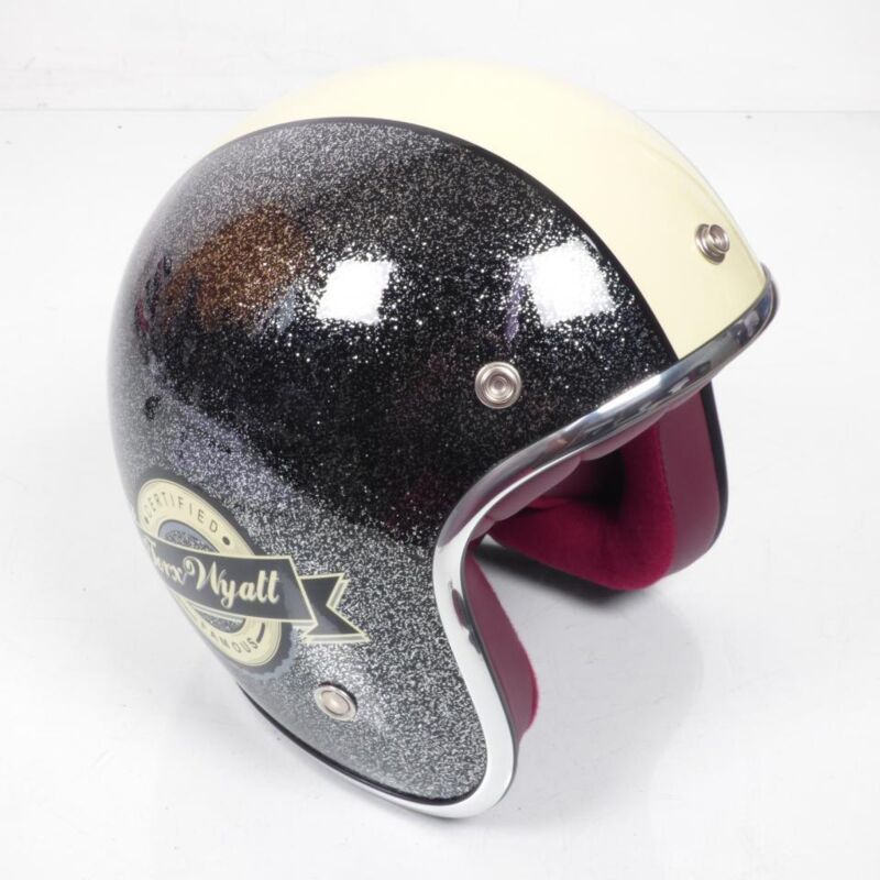Casque jet moto Torx Wyatt Famous Shiny Glitter Black taille XS