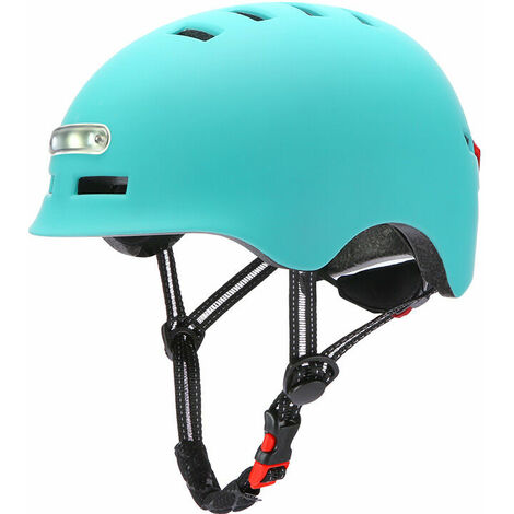 Casque lumineux d'avertissement urban mobility Casque pour Trottinette électrique, vélo Urbain, Roller et Skateboard Conception Ultra légère Éclairage LED arrière Multiposition (Bleu,M