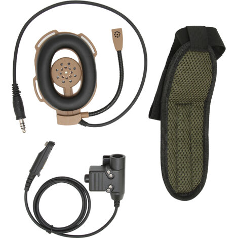 Casque militaire unilatéral avec micro-casque ajustable et PTT U94 pour Baofeng UV9R, UV9R PLUS, UVXR, BF9700 (Marron)