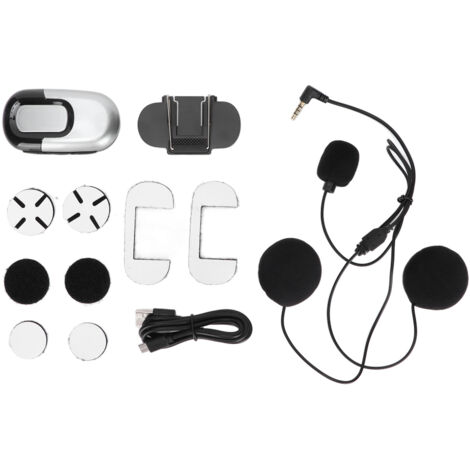 Casque moto avec écouteurs Bluetooth 5.0 amovibles, batterie 1100mAh, pour motards - Argent
