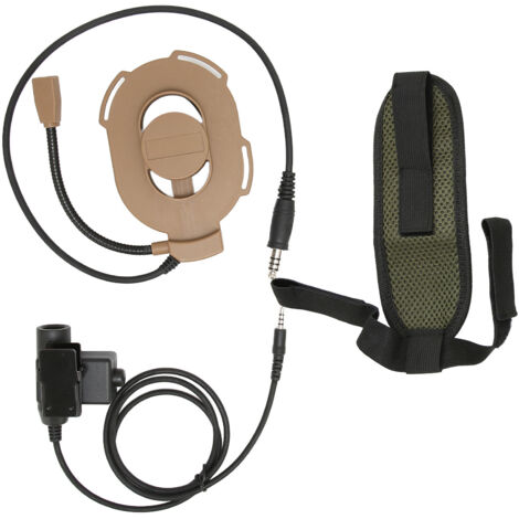 Casque moto avec micro unilatéral, écouteurs et bouton PTT U94 pour connexion 3.5mm - Brun