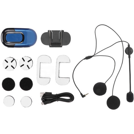 Casque moto Bluetooth 5.0 avec écouteurs, réduction de bruit et étanche pour la conduite - Bleu