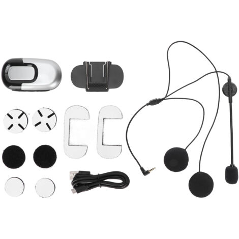 Casque moto Bluetooth 5.0 avec réduction de bruit, étanche et écouteurs intégrés pour la conduite - Argent