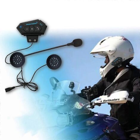 Casque Moto Bluetooth Stéréo Intercom Étanche Communication Mains-Libres GPS Compatible