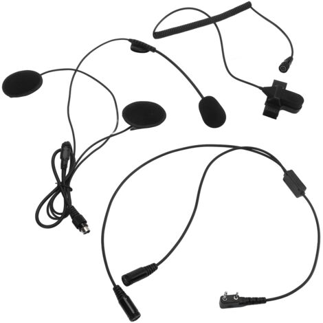 Casque moto noir avec micro PTT 2 broches pour radio bidirectionnelle Kenwood