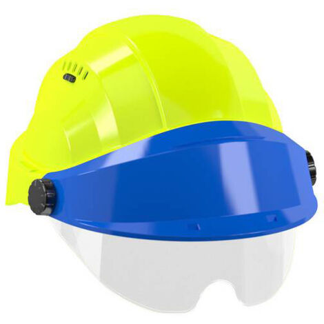 CASQUE 'ORIZON' FLUO JAUNE VISIERE BLEUE AVEC LUNETTE TALIAPLAST - 563774 - TALIAPLAST - 563774