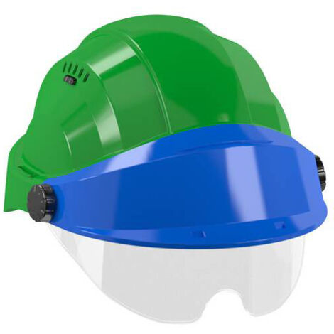 CASQUE 'ORIZON' VERT VISIERE BLEUE AVEC LUNETTE TALIAPLAST - 563734