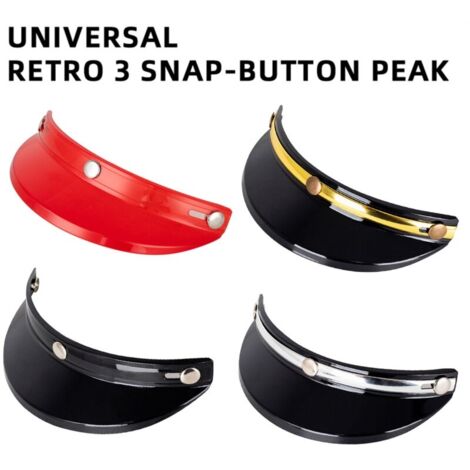 Casque Peak Shield 3 boutons-pression visière rabattable vent ouvert visage 3/4 rétro moto pare-soleil protecteur