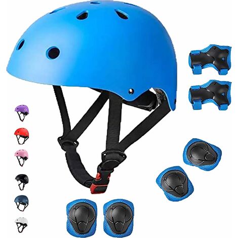 Casque Protection Enfant Vélo Kit de Protection Roller Enfant Casque Ajustable Coudières Genouillère Protège-Poignets Ensemble