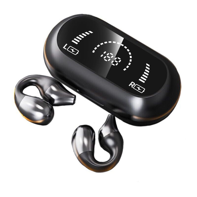 Fei Yu - Casque sans fil à clip sans douleur pour oreilles ouvertes (noir)