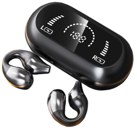 Casque sans fil à clip sans douleur pour oreilles ouvertes (noir)