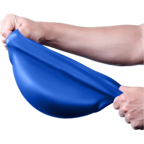 Casquette de bain 3D Ear guard - casquette de bain pour hommes et femmes - casquette de bain professionnelle confortable casquette de bain imperméable à l'eau, lot de 2, bleu + poudre