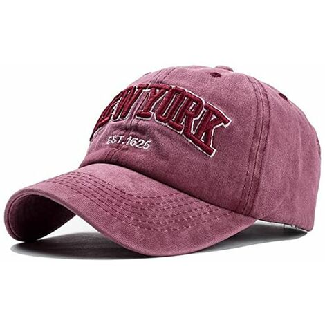 Casquette de Baseball,Unisexe Vintage Jeans Chapeau Casquette Réglable Hip-hop Mode Snapback Sport Cap Broderie Lettres Motorcycle Cap,Rouge
