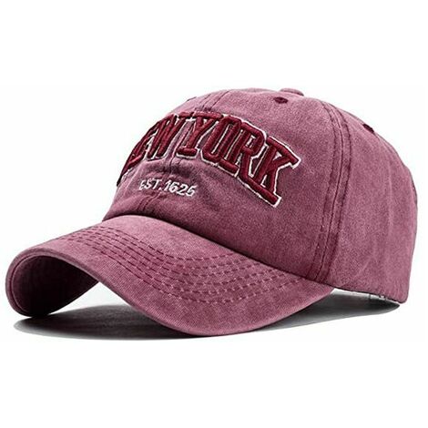 Casquette de Baseball,Unisexe Vintage Jeans Chapeau Casquette Réglable Hip-hop Mode Snapback Sport Cap Broderie Lettres Motorcycle Cap,Rouge