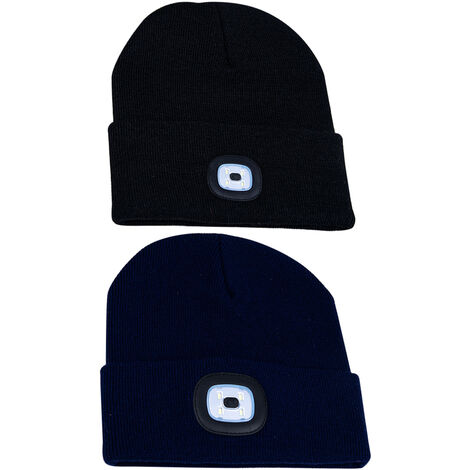 Casquette de phare rechargeable USB, cadeaux d'hiver chauds pour hommes et femmes marchant, randonnée, camping noir + cyan tibétain