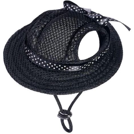 Casquette de protection solaire pour chien, en maille respirante avec trous pour les oreilles, style baseball, avec sangle de cou ajustable - Taille M - Noir